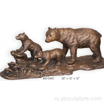 Сад жизни размер бронзовый Медведь семьи статуя